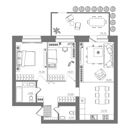 
  Продается 2-комн. квартира 94.57 м², в ЖК Спектр, дом 9. Фото 1.
