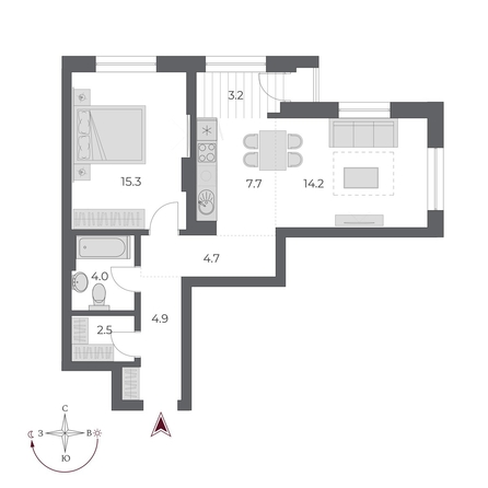 
  Продается 2-комн. квартира 56.5 м², в ЖК ОСКАР, дом 2. Фото 1.