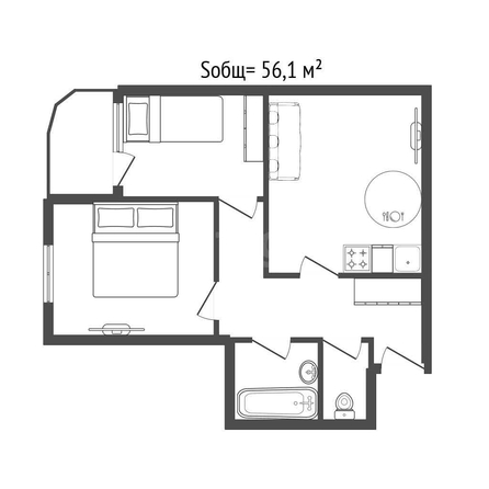
  Продается 2-комн. квартира 56.1 м², в ЖК На Шоссейной, дом 3. Фото 3.