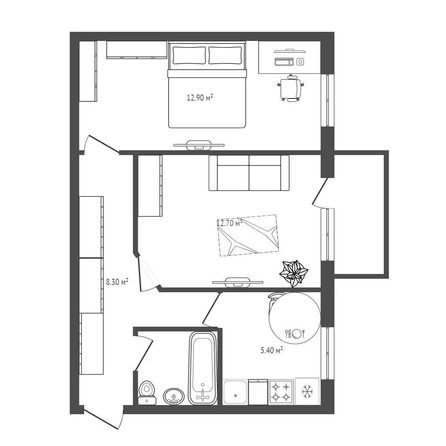 
  Продается 2-комн. квартира 43.7 м². Фото 2.