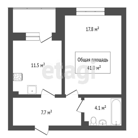 
  Продается 1-комн. квартира 41.1 м². Фото 3.