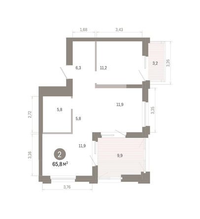 
  Продается 2-комн. квартира 65.71 м², в ЖК Город на озере. Фото 1.