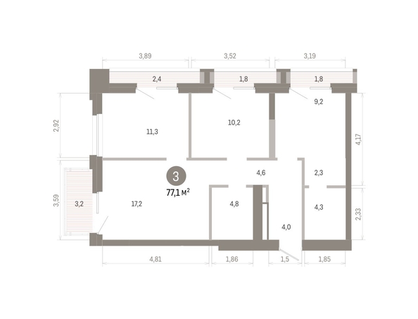 
  Продается 3-комн. квартира 77.13 м², в ЖК Город на озере. Фото 1.