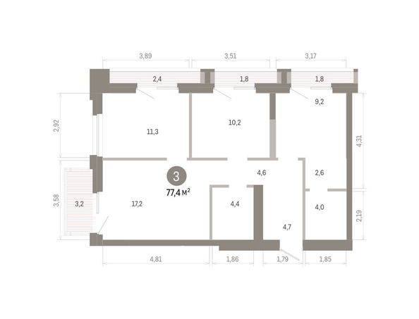 
  Продается 3-комн. квартира 77.43 м², в ЖК Город на озере. Фото 1.