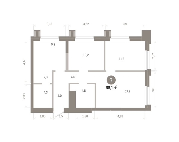 
  Продается 3-комн. квартира 68.05 м², в ЖК Город на озере. Фото 1.