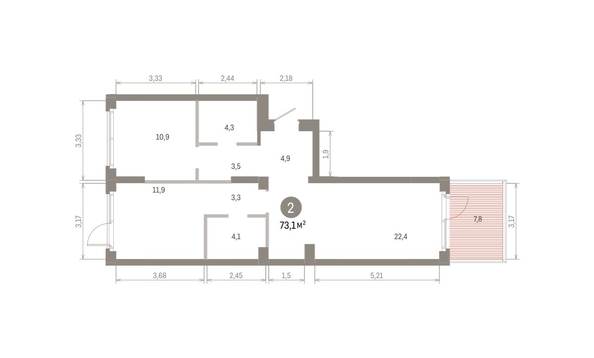 
  Продается 2-комн. квартира 73.14 м², в ЖК Пшеница, 6.1. Фото 1.