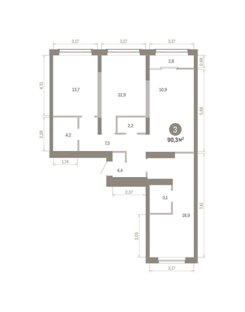 
  Продается 3-комн. квартира 90.33 м², в ЖК Европейский берег, дом 46. Фото 1.