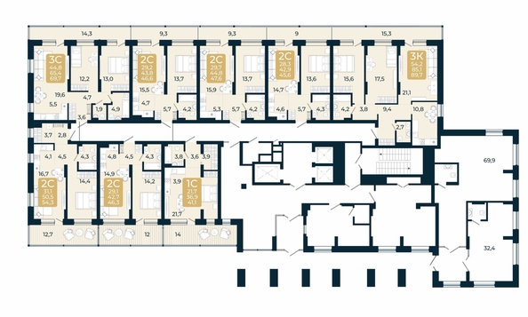 
  Продается 2-комн. квартира 54.3 м², в ЖК Первый на Есенина, дом 3. Фото 1.