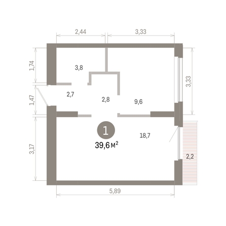 
  Продается 1-комн. квартира 39.64 м², в ЖК Пшеница, 6.1. Фото 1.