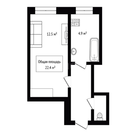 
  Продается 1-комн. квартира 22.4 м². Фото 1.