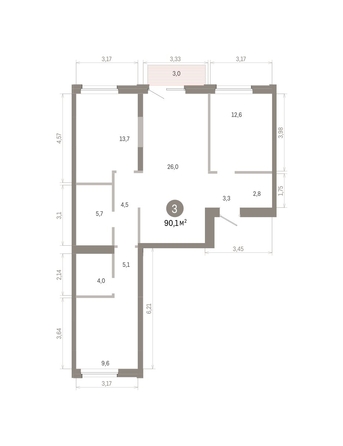 
  Продается 3-комн. квартира 90.1 м², в ЖК Город на озере. Фото 1.