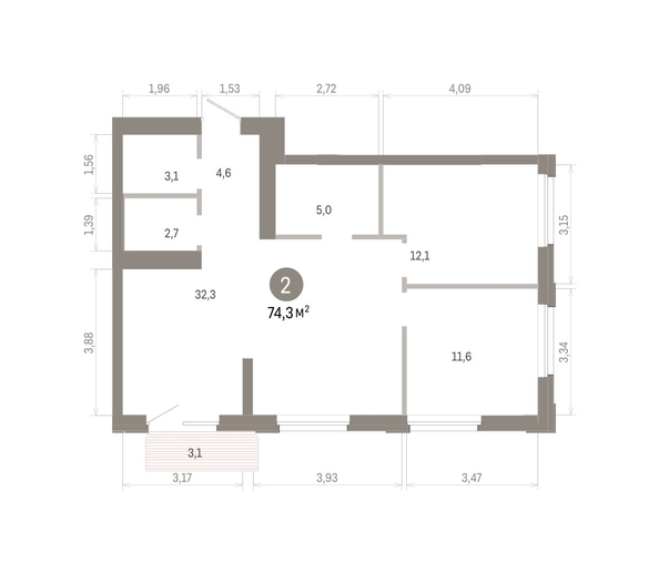 
  Продается 2-комн. квартира 74.26 м², в ЖК Город на озере. Фото 2.