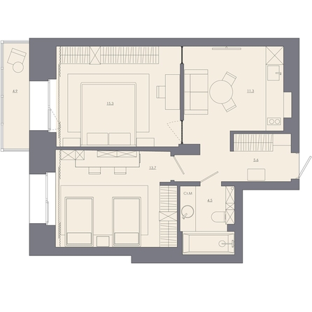 
  Продается 2-комн. квартира 47.7 м², в ЖК Калининский квартал, д 3. Фото 1.