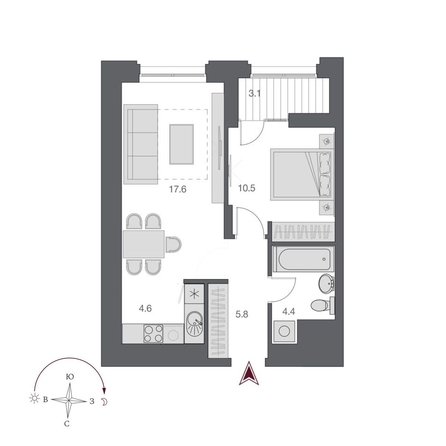 
  Продается 2-комн. квартира 44.45 м², в  Дом Нобель. Фото 2.