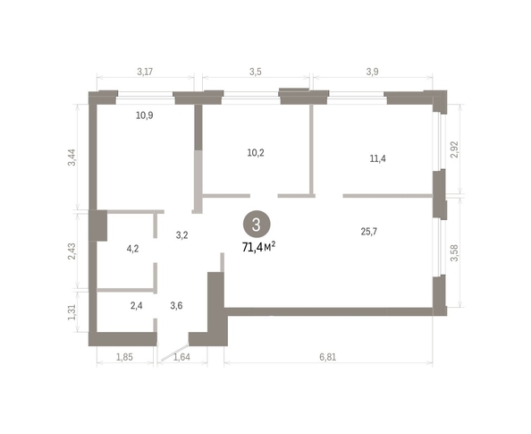 
  Продается 3-комн. квартира 71.42 м², в ЖК Город на озере. Фото 1.