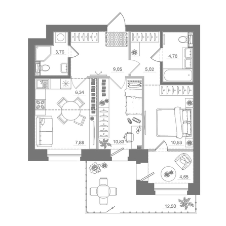 
  Продается 2-комн. квартира 75.99 м², в ЖК Спектр, дом 10. Фото 2.
