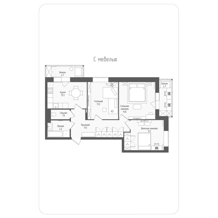 
  Продается 3-комн. квартира 76.8 м², в ЖК Тетрис, корпус 2. Фото 1.