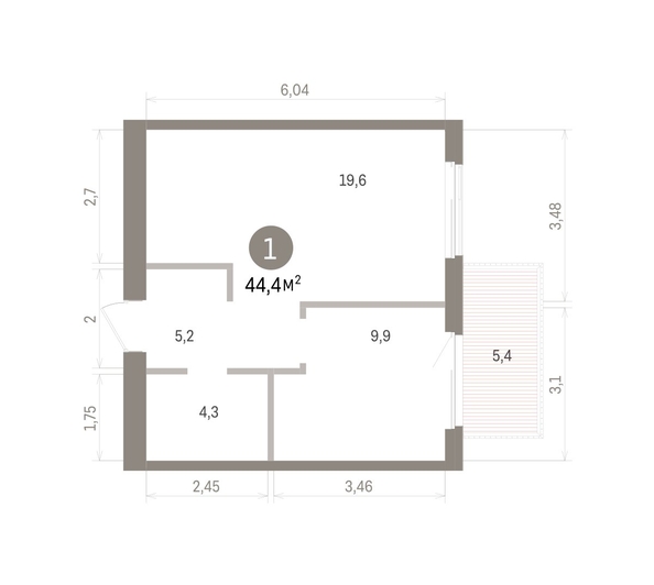 
  Продается 1-комн. квартира 44.36 м², в ЖК Пшеница, дом 5.2. Фото 1.