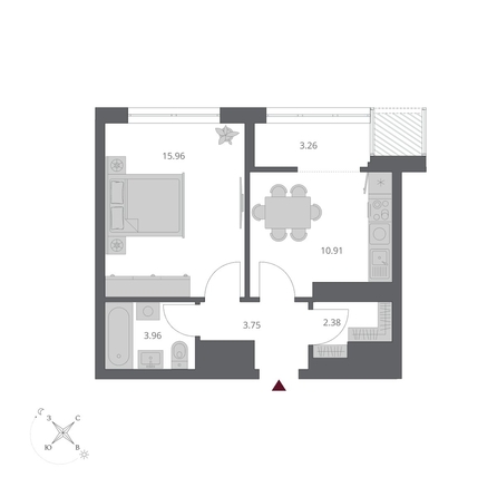 
  Продается 1-комн. квартира 40.22 м², в ЖК Беринг, дом 3. Фото 1.