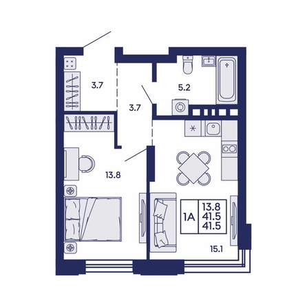 
  Продается 1-комн. квартира 41.5 м², в ЖК Сила леса, корп 1. Фото 1.
