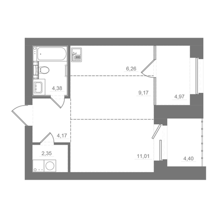 
  Продается студия 46.81 м², в ЖК Спектр, дом 10. Фото 2.