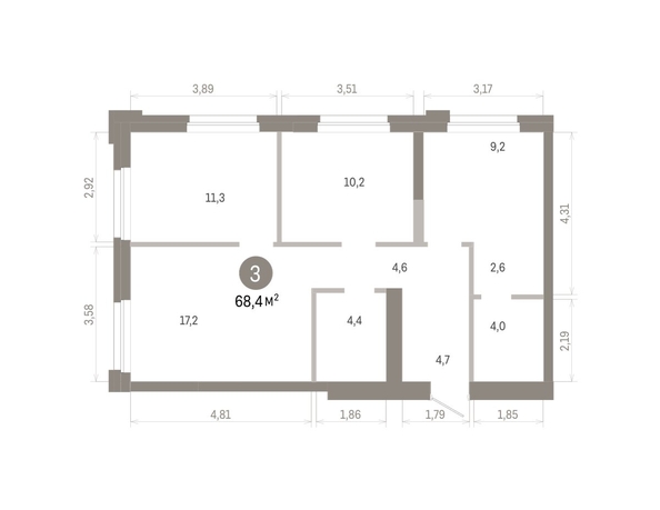 
  Продается 3-комн. квартира 68.35 м², в ЖК Город на озере. Фото 1.