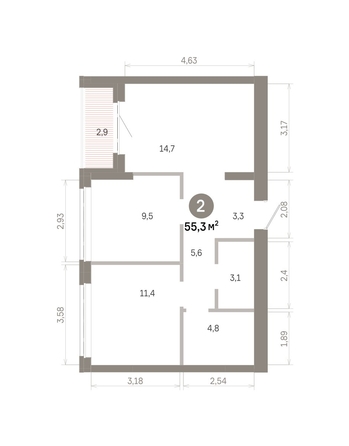 
  Продается 2-комн. квартира 55.27 м², в  Квартал Молодость, дом 1. Фото 1.