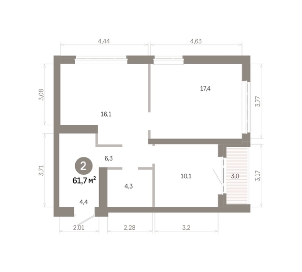 
  Продается 2-комн. квартира 61.67 м², в  Квартал Молодость, дом 1. Фото 1.