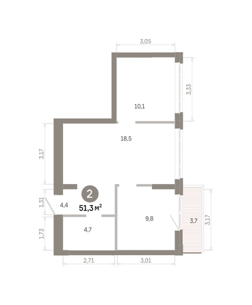 
  Продается 2-комн. квартира 51.28 м², в  Квартал Молодость, дом 1. Фото 1.
