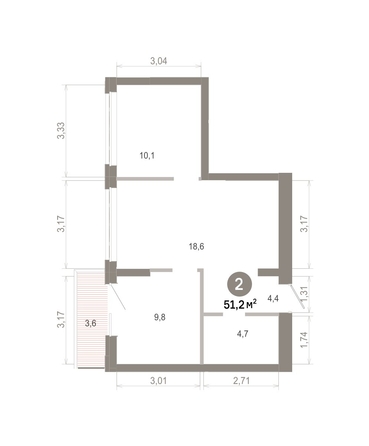 
  Продается 2-комн. квартира 51.24 м², в  Квартал Молодость, дом 1. Фото 1.
