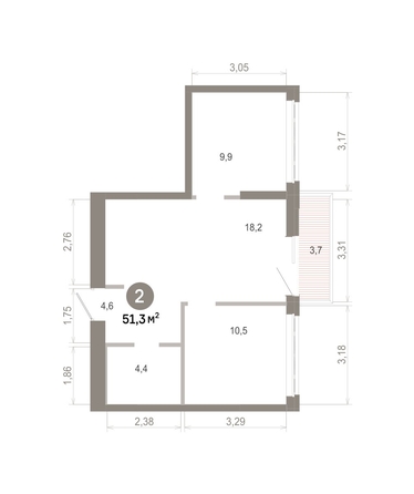 
  Продается 2-комн. квартира 51.28 м², в  Квартал Молодость, дом 1. Фото 1.