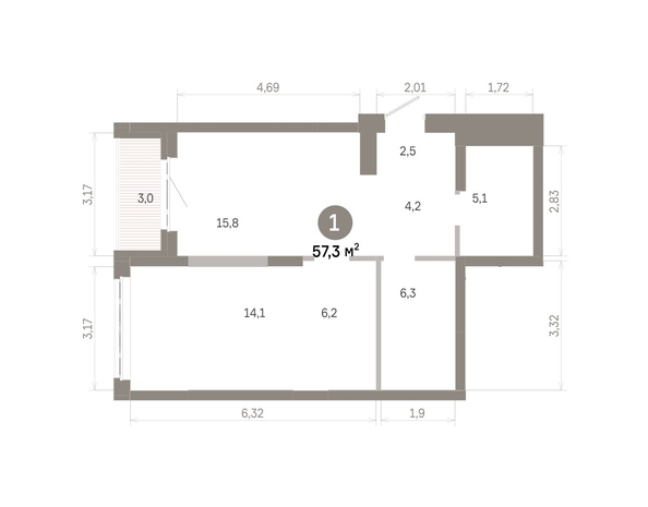 
  Продается 1-комн. квартира 57.3 м², в  Квартал Молодость, дом 1. Фото 1.