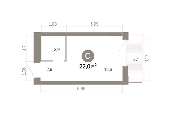
  Продается студия 22.02 м², в  Квартал Молодость, дом 1. Фото 1.