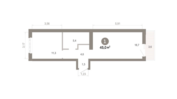 
  Продается 1-комн. квартира 44.98 м², в  Квартал Молодость, дом 1. Фото 1.