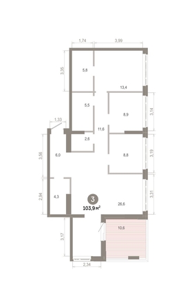 
  Продается 3-комн. квартира 103.86 м², в  Квартал Молодость, дом 1. Фото 1.
