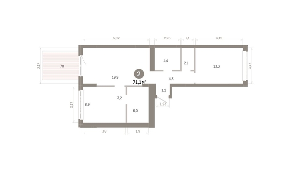 
  Продается 2-комн. квартира 71.07 м², в  Квартал Молодость, дом 1. Фото 1.