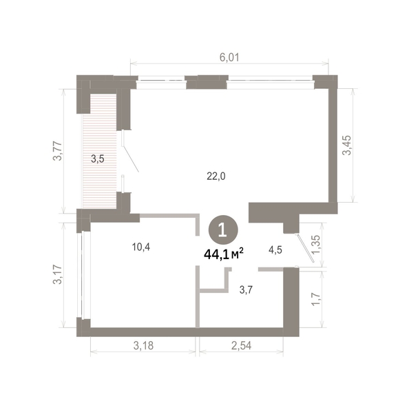 
  Продается 1-комн. квартира 44.06 м², в  Квартал Молодость, дом 1. Фото 1.