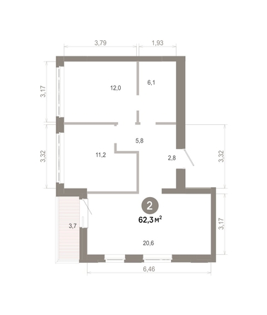 
  Продается 2-комн. квартира 62.28 м², в  Квартал Молодость, дом 1. Фото 1.