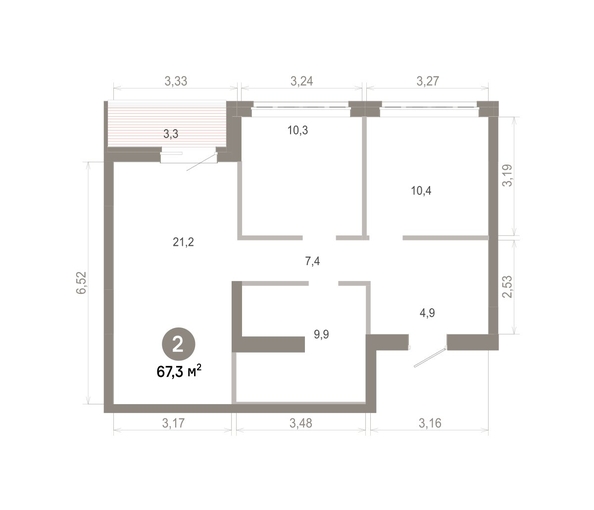 
  Продается 2-комн. квартира 67.29 м², в  Квартал Молодость, дом 1. Фото 1.