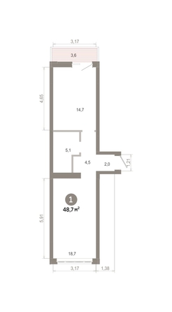 
  Продается 1-комн. квартира 48.7 м², в  Квартал Молодость, дом 1. Фото 1.