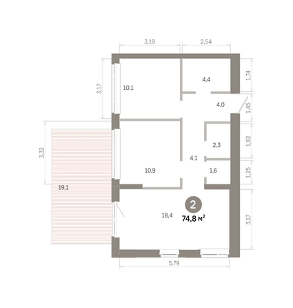 
  Продается 2-комн. квартира 74.82 м², в  Квартал Молодость, дом 1. Фото 1.