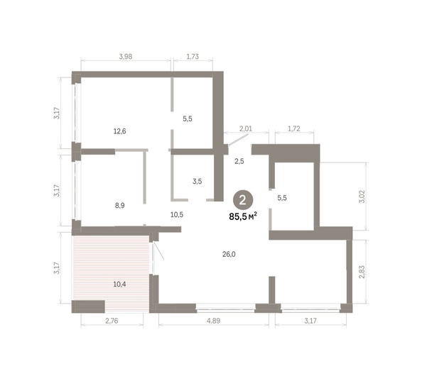 
  Продается 2-комн. квартира 85.47 м², в  Квартал Молодость, дом 1. Фото 1.