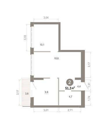 
  Продается 2-комн. квартира 51.25 м², в  Квартал Молодость, дом 1. Фото 1.