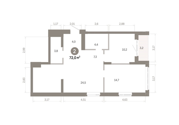 
  Продается 2-комн. квартира 71.95 м², в  Квартал Молодость, дом 1. Фото 1.