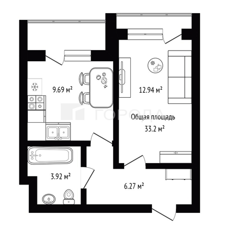
  Продается 1-комн. квартира 33.2 м², в ЖК Комсомольский проспект, дом 1. Фото 31.