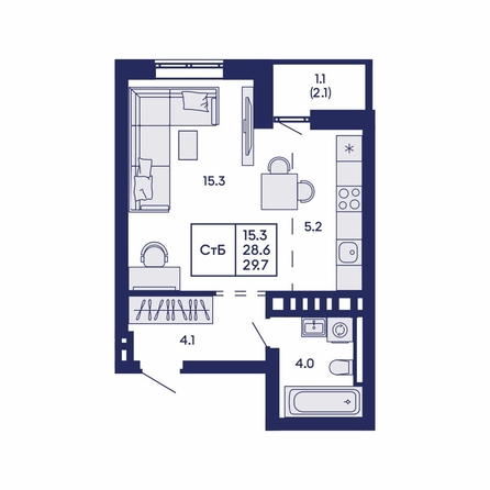 
  Продается студия 29.7 м², в ЖК Горизонт, дом 2. Фото 1.
