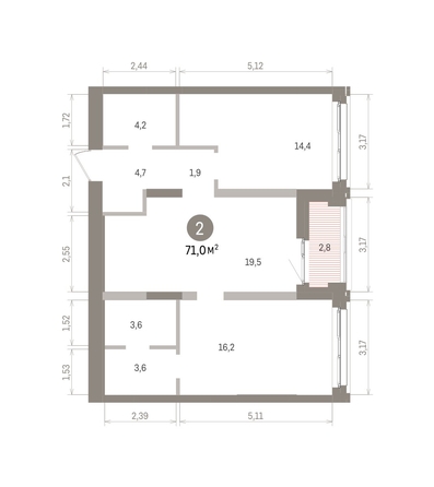 
  Продается 2-комн. квартира 70.95 м², в ЖК Европейский берег, дом 32. Фото 1.