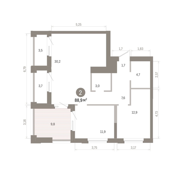 
  Продается 2-комн. квартира 91.03 м², в ЖК Город на озере. Фото 1.