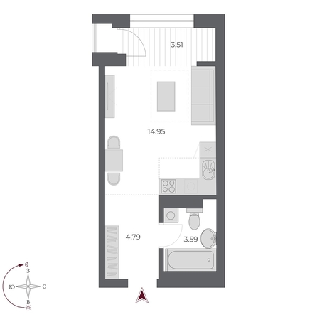 
  Продается студия 26.8 м², в ЖК ОСКАР, дом 3. Фото 1.