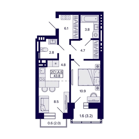 
  Продается 2-комн. квартира 43.8 м², в ЖК Сподвижники, дом 1. Фото 1.